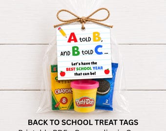 Back to School Treat Tags | First Day Student Welcome Tag | Printable PDF & Editable Canva