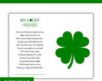 St. Patrick's Day Handprint Craft: Four-leaf Clover Poem (instant