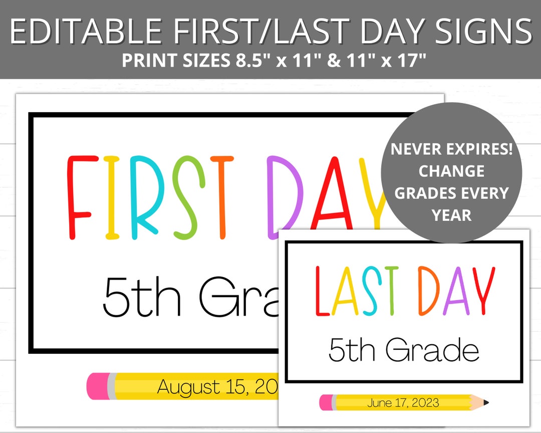 First Day 5th Grade First Day Fifth Grade 5th Grade Sign Etsy