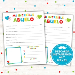 Mi Abuelo Increíble - Imprimible | Regalo para el Día del Padre o Cumpleaños | Descarga Instantánea PDF