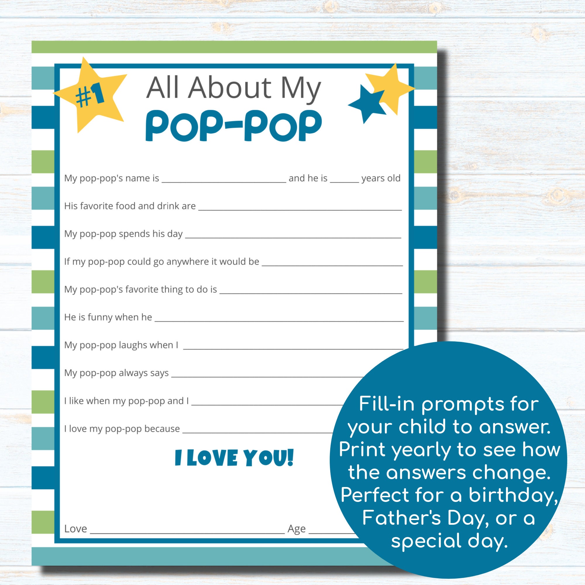 All About My Pop pop Printable Personalized Gift For Pop Pop Etsy All About My Pop pop Printable Personalized Gift For Pop Pop Etsy