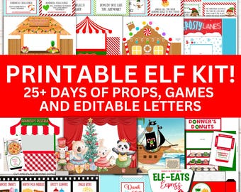 Printable Elf Kit: 25 Day Props, Games, Editable Letters (PDF)
