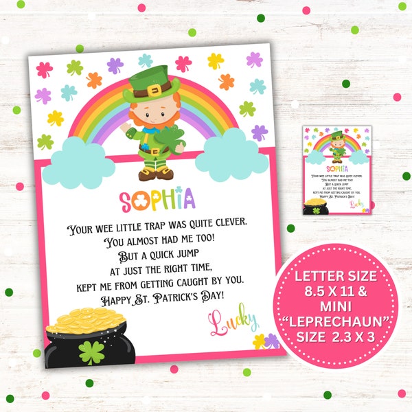 Leprechaun Letter - St. Patrick's Day Printable and Editable Mini Leprechaun Note - Instant Download - PDF