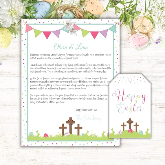 Christian Easter Bunny Letter | Jesus Resurrection Focus | Printable PDF & Editable Canva Template