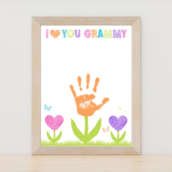Mother's Day Handprint Flower Craft, Gift for Grandma - Grammy - Grammie, Grandparents Day Gift, Instant Download PDF