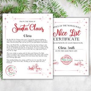 Letter from Santa and Nice List Certificate | Editable Christmas Printable | Instant Download | Canva Template