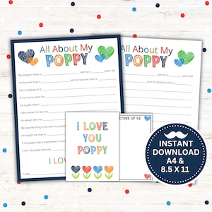 Tout sur mon coquelicot imprimable | Cadeau fête des pères | Cadeau d'anniversaire pour Poppy | Cadeau personnalisé des petits-enfants | Téléchargement numérique