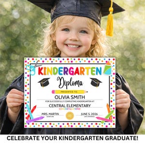 Kindergarten Graduation Bundle Editable Canva Template, Diploma ...