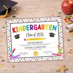 Kindergarten diploma printable graduation certificate
