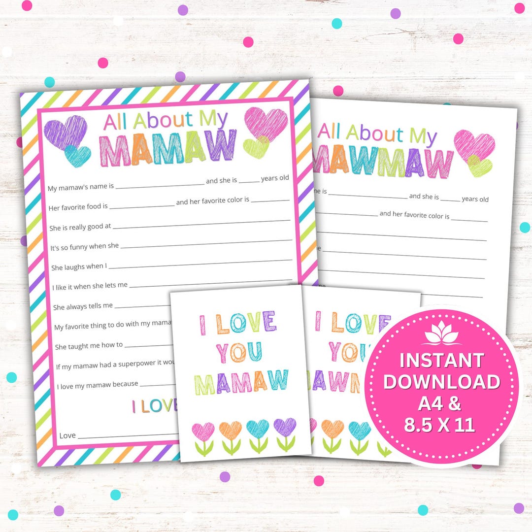 All About My Mamaw Printable: Kid Interview Gift (PDF & JPG) - Etsy