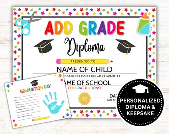 Personalized Diploma, Graduation Certificate, Preschool Graduation, Printable Diploma