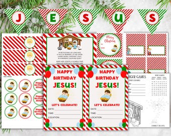 Geburtstagsparty für Jesus Printable Set | Christliche Weihnachtsdeko