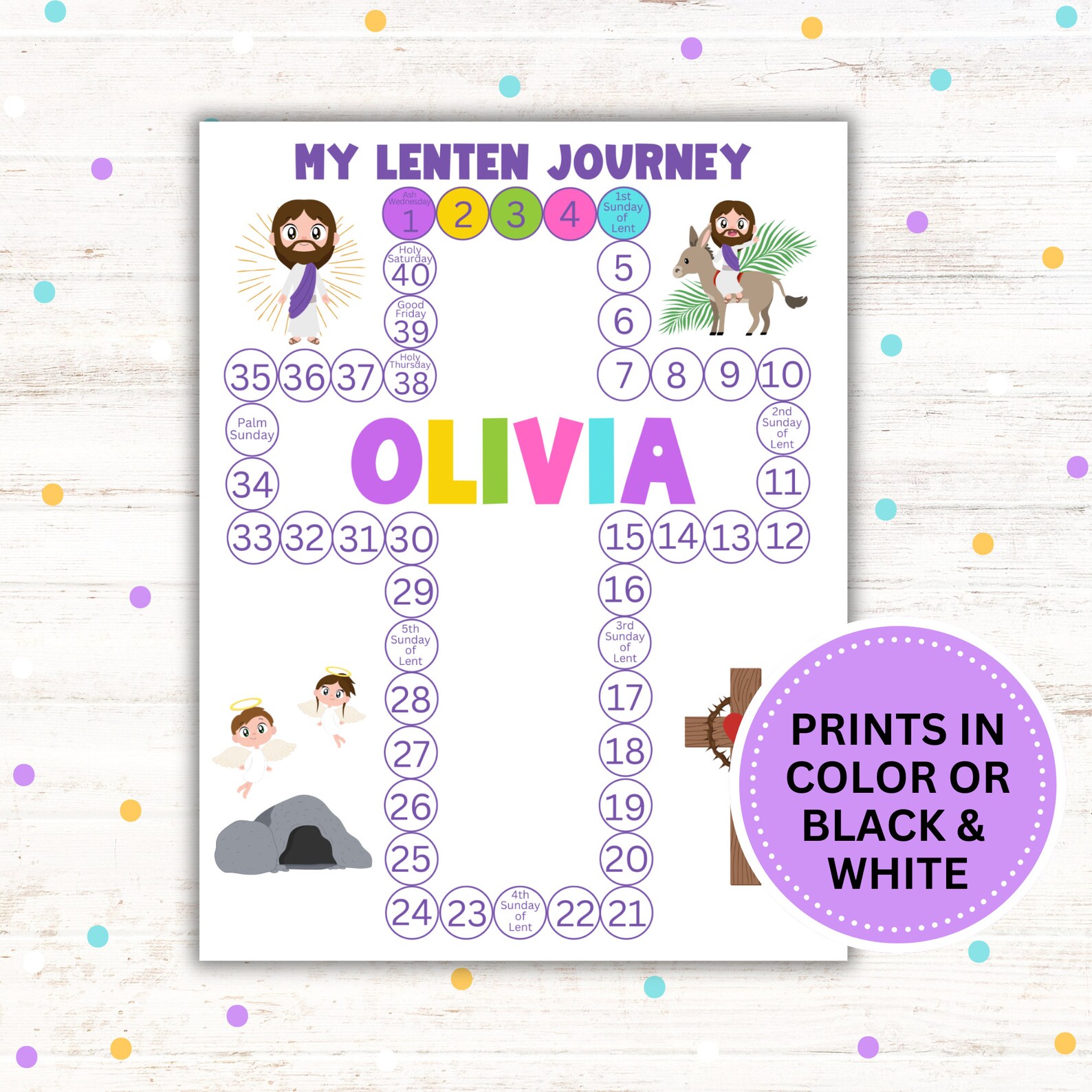 Lenten Calendar, Ash Wednesday Printable, Lent Calendar, Lenten ...