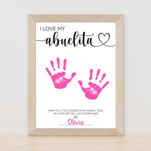 I Love My Abuelita Handprint Footprint Printable, Mother's Day Gift, Grandparents Day, English Spanish PDF, 8x10 A4