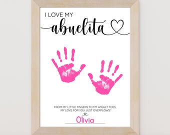 I Love My Abuelita Handabdruck Fußabdruck Kunst, Muttertagsgeschenk (PDF)