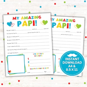 Mon incroyable Papi imprimable - Cadeau pour la fête des pères - Cadeau d'anniversaire - Fête des grands-parents - Téléchargement instantané PDF
