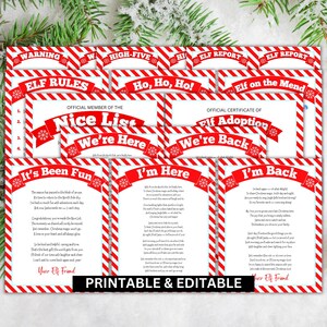 Elf Letter Set Printable and Editable | Arrival, Goodbye, Santa & Certificates | Instant Download PDF Canva