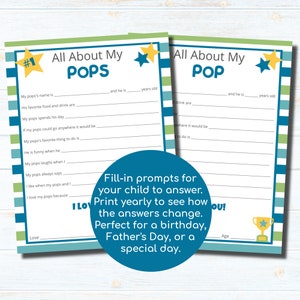 All About My Pops Printable Father's Day Printable - Etsy