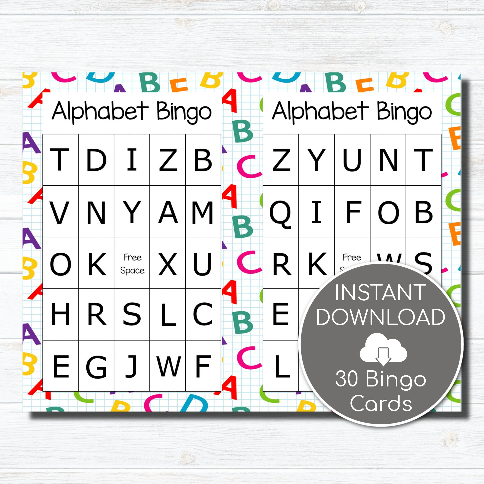 Alphabet bingo cards worksheet lucox cl
