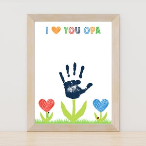 Father&#39;s Day Handprint Printable | Opa&#39;s Birthday Gift | Grandparent&#39;s Day Gift | Instant Download