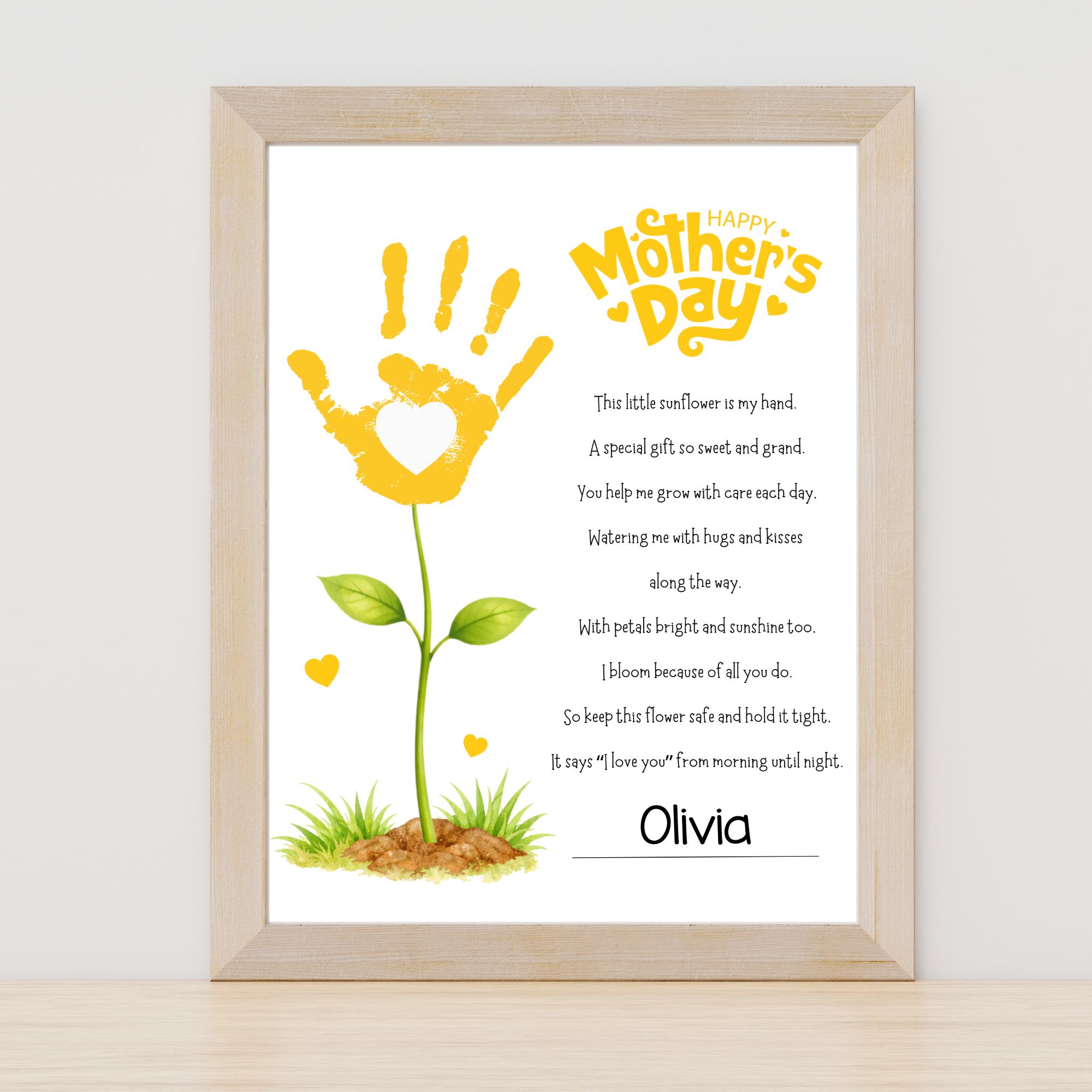 41 Creative Sunflower Crafts for Kids 11 Mother's Day Sunflower Handprint Printable, Flower Handprint Craft,…