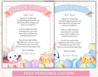Personalized Easter Bunny Letter for Baby Toddler