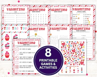 Valentines Day Printable Games | Valentines Games Bundle | Valentines Kid Games | Valentines Party Games | Instant Download