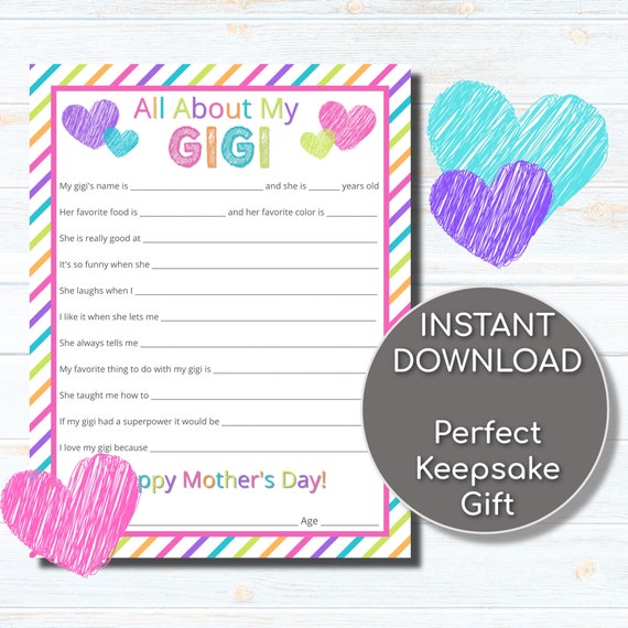 All About My Gigi Printable All About My Gigi Questionnaire - Etsy Canada
