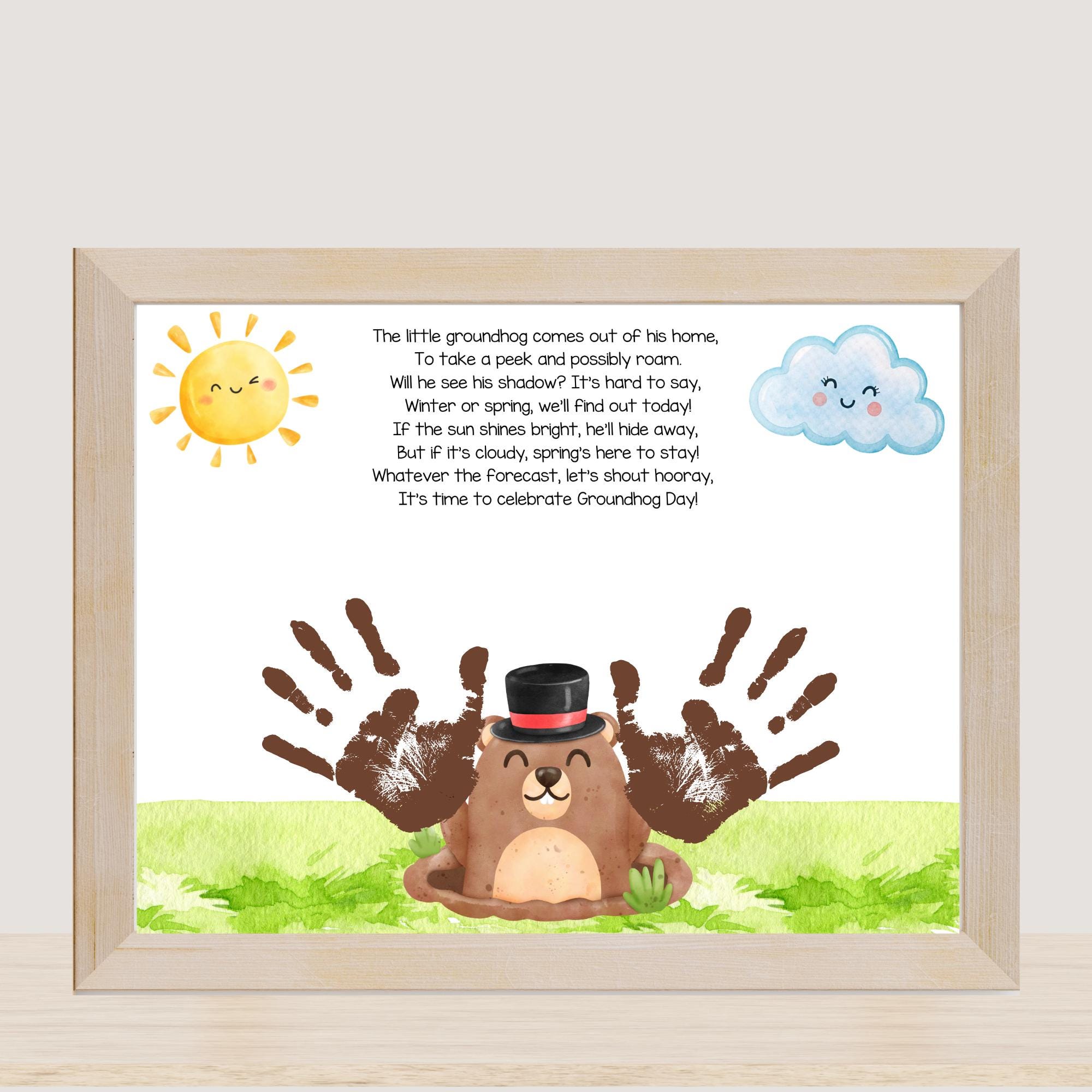 43 Must-Make February Crafts for Kids for Beating Boredom 9 Groundhog Day Handprint Craft Printable Punxsutawney Phil Activity…