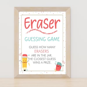Guess How Many Erasers Game: Back to School Party Printable (PDF Download)