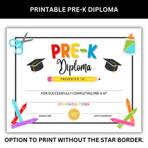 Option to print the diploma without the star border.