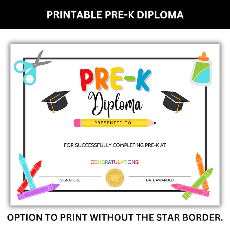 Option to print the diploma without the star border.