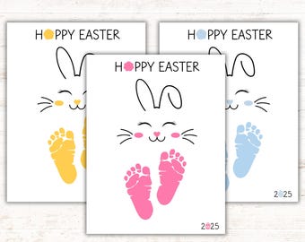 Easter Footprint Printable 2026 | Kids Bunny Keepsake Craft (Instant Download)