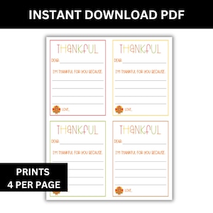 Thanksgiving Gratitude Cards: Printable Thankful Cards (Instant Download) image 3