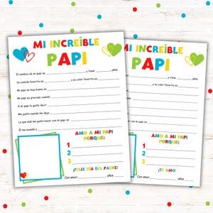 Mi Increíble Papi Printable | Father's Day Spanish Gift | Instant Download PDF | Father's Day Gift from Kids | A4 & 8.5x11 Sizes