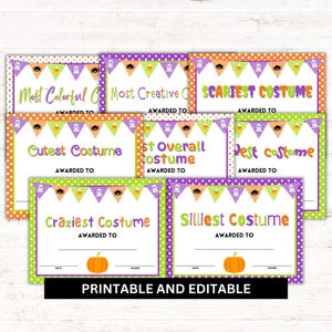 Halloween Costume Award Printable, Costume Contest Certificate & Ballots, Editable Canva Template, Instant Download PDF