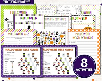 Halloween Printable Games Bundle - 8 Fun Activities - Instant Download, Halloween Party Games