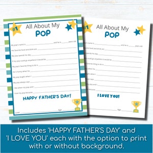 All About My Pops Printable Father's Day Printable - Etsy