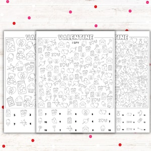 Valentine I Spy, Valentine Games for Kids, Valentine's Day Printables, Classroom Valentine Party, Instant Download