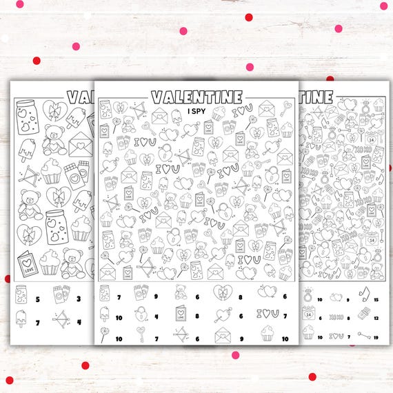 Valentine I Spy Game: Kids Printable Activity (Instant Download)