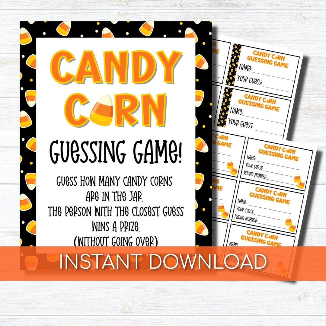 Candy Corn Game Printable Halloween Games Guess How Many Etsy