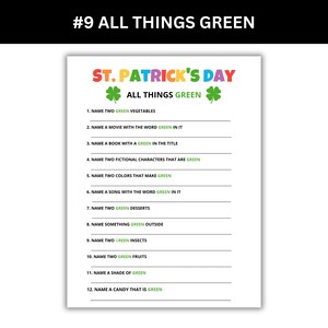 Printable all things green activity.