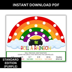 Roll a rainbow game board standard game in purple.