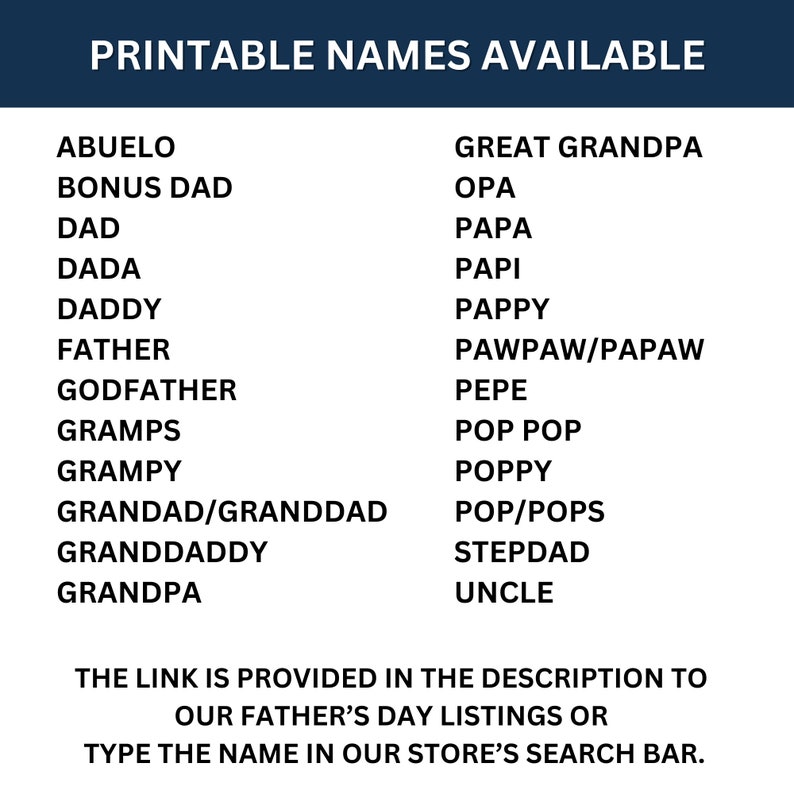 Types Father Names All About My Daddy Printable | Father's Day Fill-in Card (PDF) - Etsy