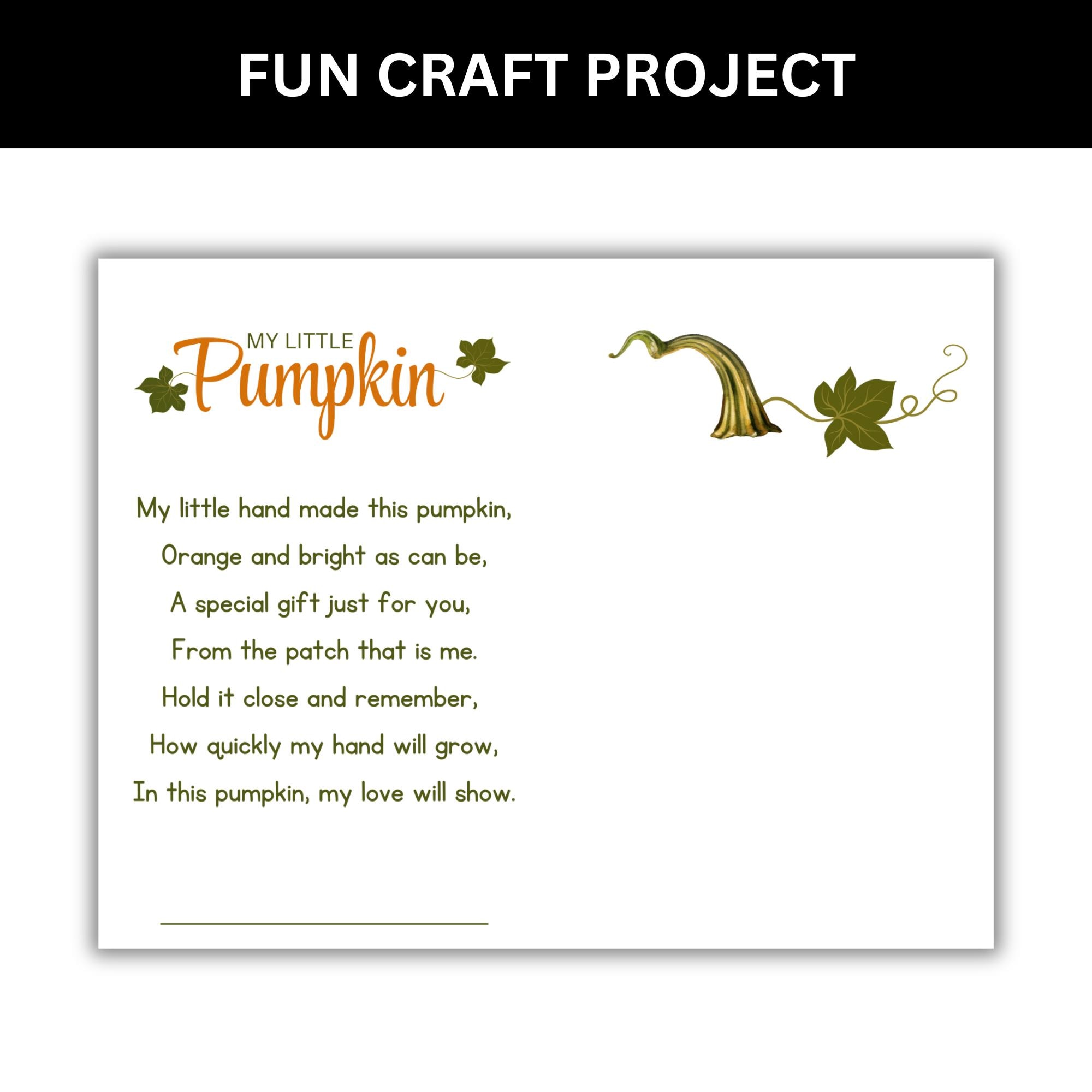 Pumpkin Poem Handprint Art: Thanksgiving Fall Kids Craft (PDF Download ...