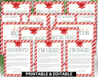 Editable Elf Letter Set: Arrival, Goodbye, Santa (Instant Download PDF)
