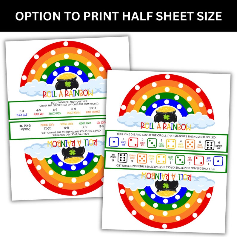 St Patrick’s Day printable game full sheet and half sheet options