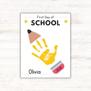 First Day of School Handprint Printable, Back to School Craft,  Instant Download