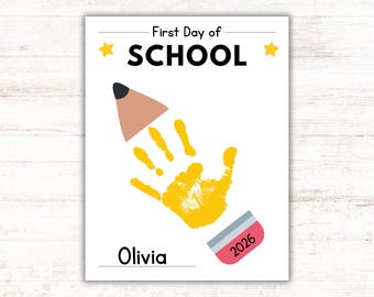 First Day of School Handprint Printable, Back to School Craft,  Instant Download