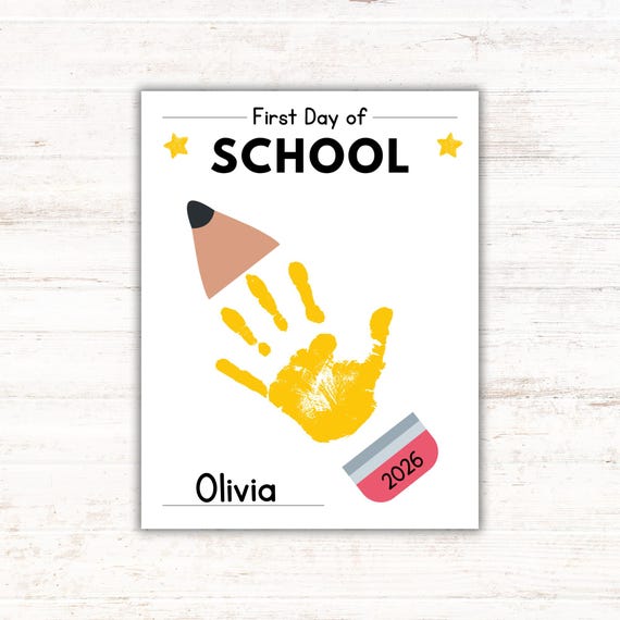 First Day of School Handprint Printable, Back to School Craft,  Instant Download